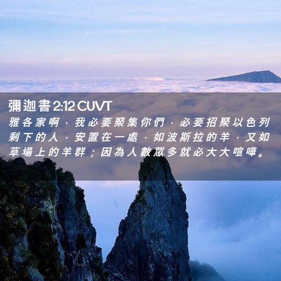Picture 02 - 彌 迦 書 2:12 CUVT - 雅 各 家 啊 ， 我 必 要 聚 集 你 們 - Bible Verse Picture