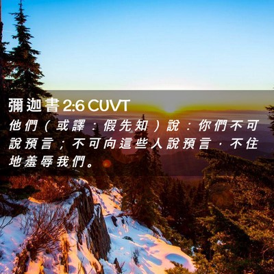 Picture 02 - 彌 迦 書 2:6 CUVT - 他 們 （ 或 譯 ： 假 先 知 ） 說 ： - Bible Verse Picture