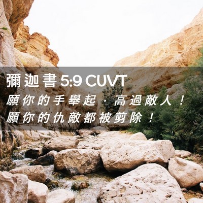 Picture 02 - 彌 迦 書 5:9 CUVT - 願 你 的 手 舉 起 ， 高 過 敵 人 ！ - Bible Verse Picture