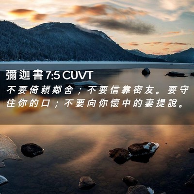 Picture 02 - 彌 迦 書 7:5 CUVT - 不 要 倚 賴 鄰 舍 ； 不 要 信 靠 密 - Bible Verse Picture