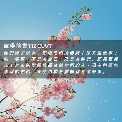 Picture 02 - 彼 得 前 書 1:12 CUVT - 他 們 得 了 啟 示 ， 知 道 他 們 所 - Bible Verse Picture