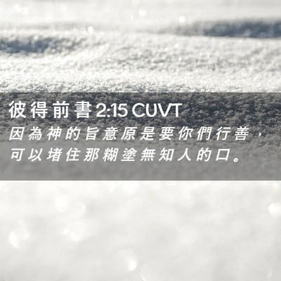 Picture 02 - 彼 得 前 書 2:15 CUVT - 因 為 神 的 旨 意 原 是 要 你 們 行 - Bible Verse Picture