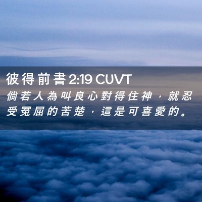 Picture 02 - 彼 得 前 書 2:19 CUVT - 倘 若 人 為 叫 良 心 對 得 住 神 ， - Bible Verse Picture