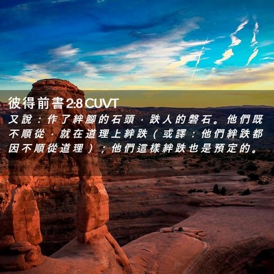 Picture 02 - 彼 得 前 書 2:8 CUVT - 又 說 ： 作 了 絆 腳 的 石 頭 ， 跌 - Bible Verse Picture
