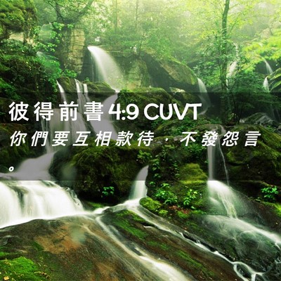 Picture 02 - 彼 得 前 書 4:9 CUVT - 你 們 要 互 相 款 待 ， 不 發 怨 言 - Bible Verse Picture