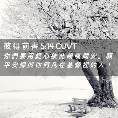 Picture 02 - 彼 得 前 書 5:14 CUVT - 你 們 要 用 愛 心 彼 此 親 嘴 問 安 - Bible Verse Picture