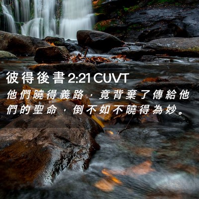 Picture 02 - 彼 得 後 書 2:21 CUVT - 他 們 曉 得 義 路 ， 竟 背 棄 了 傳 - Bible Verse Picture