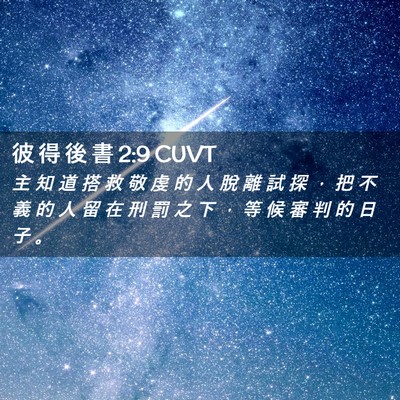 Picture 02 - 彼 得 後 書 2:9 CUVT - 主 知 道 搭 救 敬 虔 的 人 脫 離 試 - Bible Verse Picture