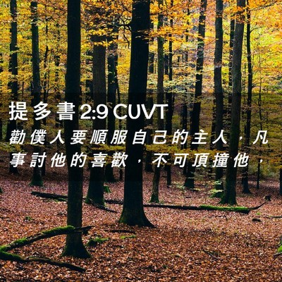 Picture 02 - 提 多 書 2:9 CUVT - 勸 僕 人 要 順 服 自 己 的 主 人 ， - Bible Verse Picture
