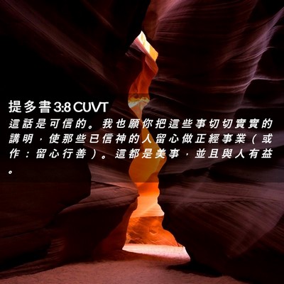Picture 02 - 提 多 書 3:8 CUVT - 這 話 是 可 信 的 。 我 也 願 你 把 - Bible Verse Picture