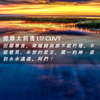 Picture 02 - 提 摩 太 前 書 1:17 CUVT - 但 願 尊 貴 、 榮 耀 歸 與 那 不 能 - Bible Verse Picture