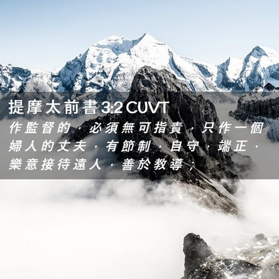 Picture 02 - 提 摩 太 前 書 3:2 CUVT - 作 監 督 的 ， 必 須 無 可 指 責 ， - Bible Verse Picture