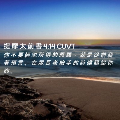 Picture 02 - 提 摩 太 前 書 4:14 CUVT - 你 不 要 輕 忽 所 得 的 恩 賜 ， 就 - Bible Verse Picture