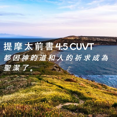 Picture 02 - 提 摩 太 前 書 4:5 CUVT - 都 因 神 的 道 和 人 的 祈 求 成 為 - Bible Verse Picture