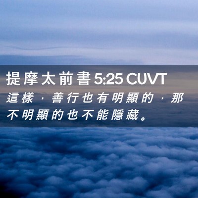 Picture 02 - 提 摩 太 前 書 5:25 CUVT - 這 樣 ， 善 行 也 有 明 顯 的 ， 那 - Bible Verse Picture