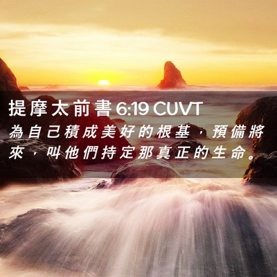 Picture 02 - 提 摩 太 前 書 6:19 CUVT - 為 自 己 積 成 美 好 的 根 基 ， 預 - Bible Verse Picture