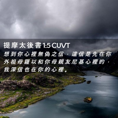 Picture 02 - 提 摩 太 後 書 1:5 CUVT - 想 到 你 心 裡 無 偽 之 信 ， 這 信 - Bible Verse Picture