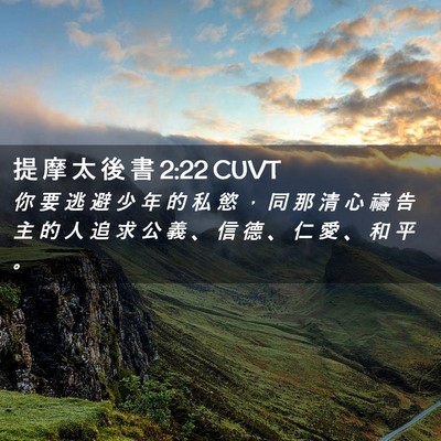 Picture 02 - 提 摩 太 後 書 2:22 CUVT - 你 要 逃 避 少 年 的 私 慾 ， 同 那 - Bible Verse Picture