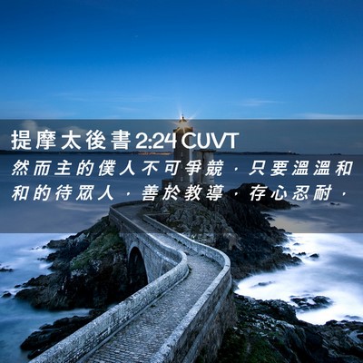 Picture 02 - 提 摩 太 後 書 2:24 CUVT - 然 而 主 的 僕 人 不 可 爭 競 ， 只 - Bible Verse Picture