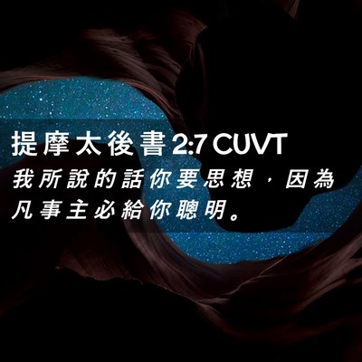 Picture 02 - 提 摩 太 後 書 2:7 CUVT - 我 所 說 的 話 你 要 思 想 ， 因 為 - Bible Verse Picture