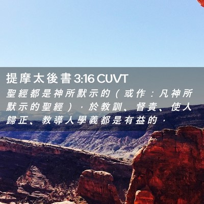 Picture 02 - 提 摩 太 後 書 3:16 CUVT - 聖 經 都 是 神 所 默 示 的 （ 或 作 - Bible Verse Picture
