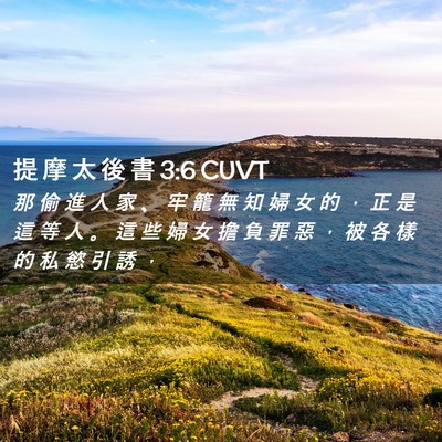 Picture 02 - 提 摩 太 後 書 3:6 CUVT - 那 偷 進 人 家 、 牢 籠 無 知 婦 女 - Bible Verse Picture