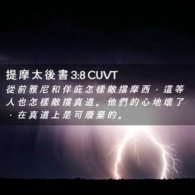 Picture 02 - 提 摩 太 後 書 3:8 CUVT - 從 前 雅 尼 和 佯 庇 怎 樣 敵 擋 摩 - Bible Verse Picture