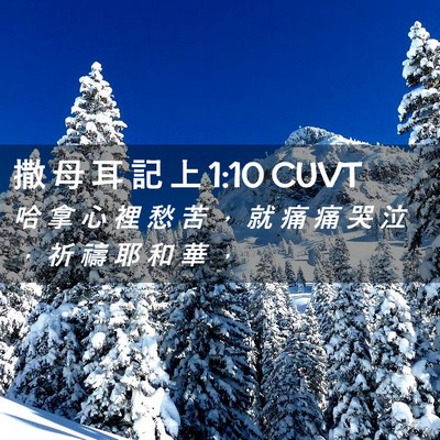 Picture 02 - 撒 母 耳 記 上 1:10 CUVT - 哈 拿 心 裡 愁 苦 ， 就 痛 痛 哭 泣 - Bible Verse Picture