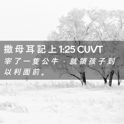 Picture 02 - 撒 母 耳 記 上 1:25 CUVT - 宰 了 一 隻 公 牛 ， 就 領 孩 子 到 - Bible Verse Picture