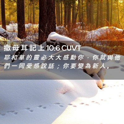 Picture 02 - 撒 母 耳 記 上 10:6 CUVT - 耶 和 華 的 靈 必 大 大 感 動 你 ， - Bible Verse Picture