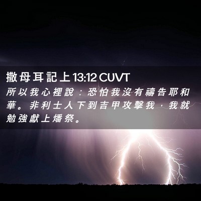 Picture 02 - 撒 母 耳 記 上 13:12 CUVT - 所 以 我 心 裡 說 ： 恐 怕 我 沒 有 - Bible Verse Picture