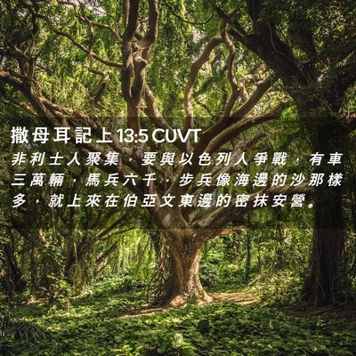 Picture 02 - 撒 母 耳 記 上 13:5 CUVT - 非 利 士 人 聚 集 ， 要 與 以 色 列 - Bible Verse Picture