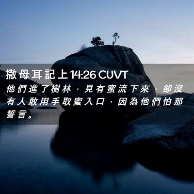 Picture 02 - 撒 母 耳 記 上 14:26 CUVT - 他 們 進 了 樹 林 ， 見 有 蜜 流 下 - Bible Verse Picture