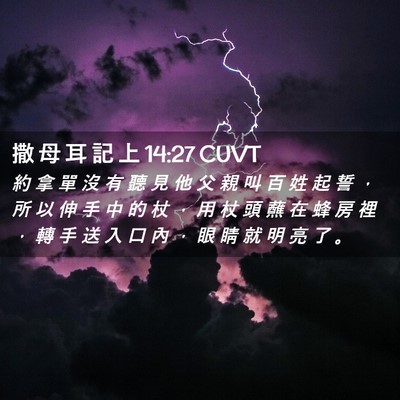 Picture 02 - 撒 母 耳 記 上 14:27 CUVT - 約 拿 單 沒 有 聽 見 他 父 親 叫 百 - Bible Verse Picture
