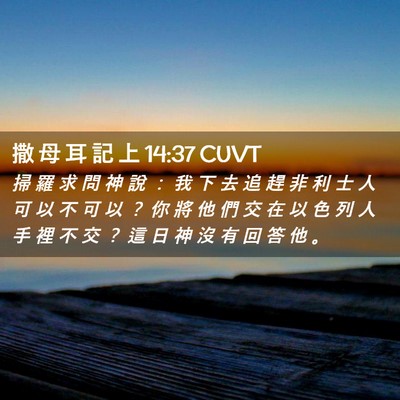 Picture 02 - 撒 母 耳 記 上 14:37 CUVT - 掃 羅 求 問 神 說 ： 我 下 去 追 趕 - Bible Verse Picture