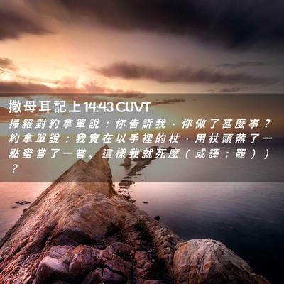 Picture 02 - 撒 母 耳 記 上 14:43 CUVT - 掃 羅 對 約 拿 單 說 ： 你 告 訴 我 - Bible Verse Picture