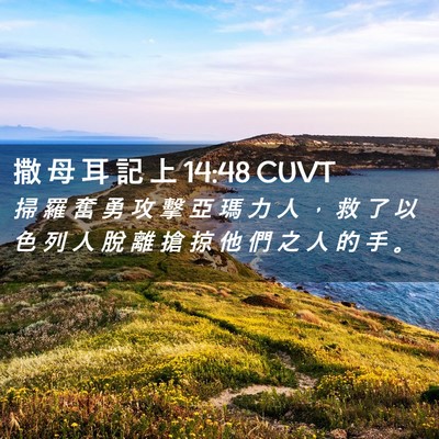 Picture 02 - 撒 母 耳 記 上 14:48 CUVT - 掃 羅 奮 勇 攻 擊 亞 瑪 力 人 ， 救 - Bible Verse Picture