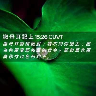 Picture 02 - 撒 母 耳 記 上 15:26 CUVT - 撒 母 耳 對 掃 羅 說 ： 我 不 同 你 - Bible Verse Picture