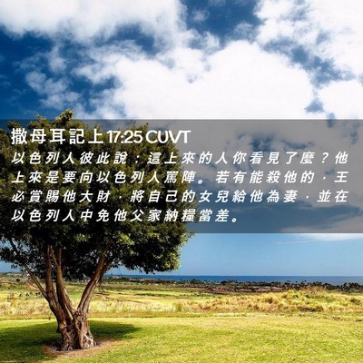 Picture 02 - 撒 母 耳 記 上 17:25 CUVT - 以 色 列 人 彼 此 說 ： 這 上 來 的 - Bible Verse Picture