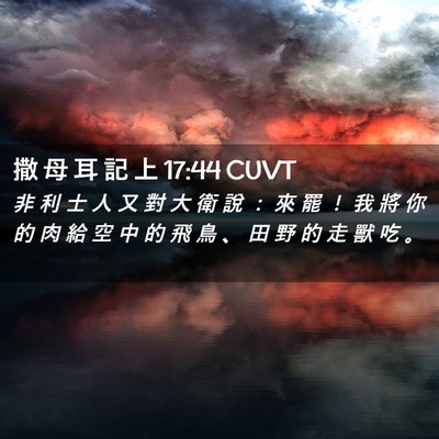 Picture 02 - 撒 母 耳 記 上 17:44 CUVT - 非 利 士 人 又 對 大 衛 說 ： 來 罷 - Bible Verse Picture