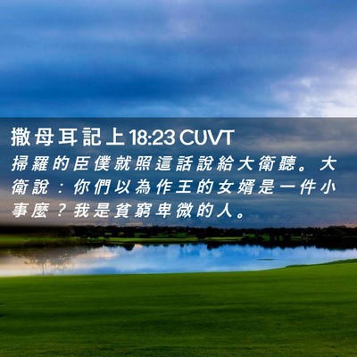 Picture 02 - 撒 母 耳 記 上 18:23 CUVT - 掃 羅 的 臣 僕 就 照 這 話 說 給 大 - Bible Verse Picture