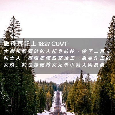 Picture 02 - 撒 母 耳 記 上 18:27 CUVT - 大 衛 和 跟 隨 他 的 人 起 身 前 往 - Bible Verse Picture