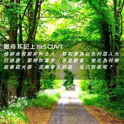 Picture 02 - 撒 母 耳 記 上 19:5 CUVT - 他 拚 命 殺 那 非 利 士 人 ， 耶 和 - Bible Verse Picture