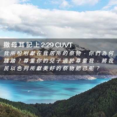 Picture 02 - 撒 母 耳 記 上 2:29 CUVT - 我 所 吩 咐 獻 在 我 居 所 的 祭 物 - Bible Verse Picture