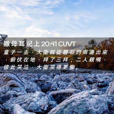 Picture 02 - 撒 母 耳 記 上 20:41 CUVT - 童 子 一 去 ， 大 衛 就 從 磐 石 的 - Bible Verse Picture