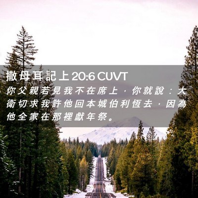 Picture 02 - 撒 母 耳 記 上 20:6 CUVT - 你 父 親 若 見 我 不 在 席 上 ， 你 - Bible Verse Picture
