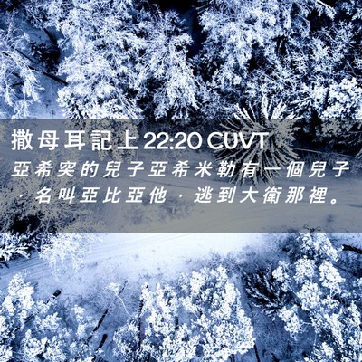 Picture 02 - 撒 母 耳 記 上 22:20 CUVT - 亞 希 突 的 兒 子 亞 希 米 勒 有 一 - Bible Verse Picture