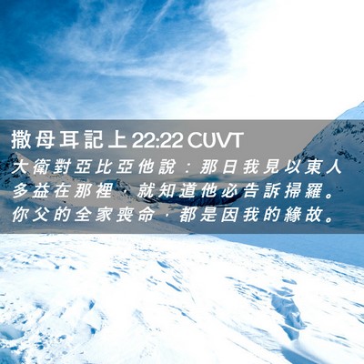 Picture 02 - 撒 母 耳 記 上 22:22 CUVT - 大 衛 對 亞 比 亞 他 說 ： 那 日 我 - Bible Verse Picture