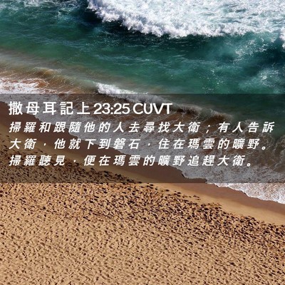 Picture 02 - 撒 母 耳 記 上 23:25 CUVT - 掃 羅 和 跟 隨 他 的 人 去 尋 找 大 - Bible Verse Picture