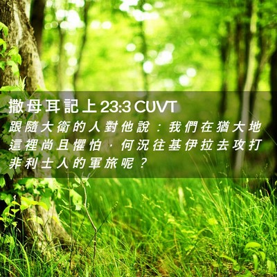 Picture 02 - 撒 母 耳 記 上 23:3 CUVT - 跟 隨 大 衛 的 人 對 他 說 ： 我 們 - Bible Verse Picture